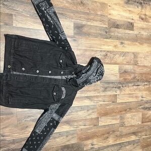 Forever Young Black Denim Jacket with Paisley Details